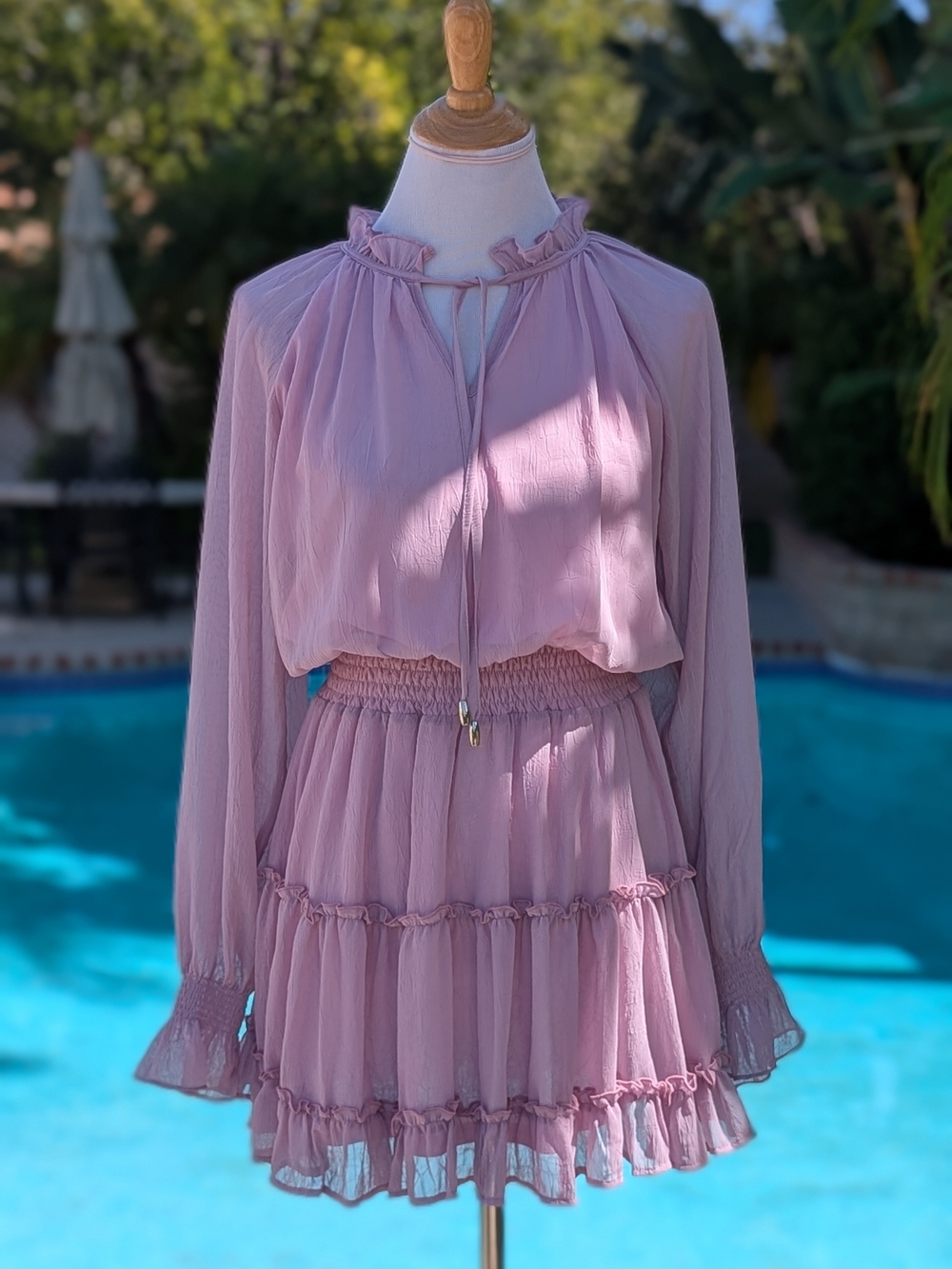 entro Dusty Rose Ruffle Tiered Skirt Set